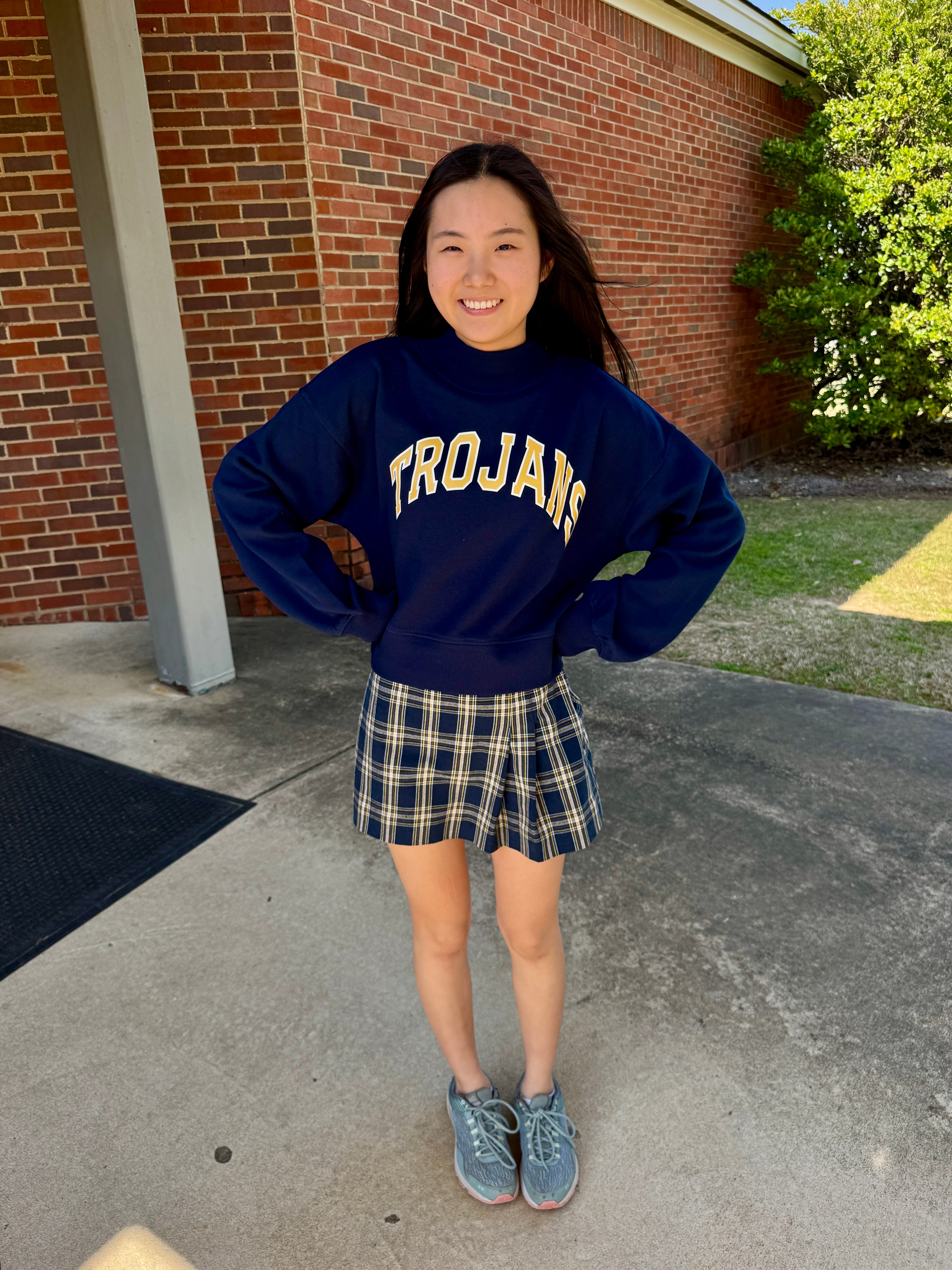 Mock Neck Drop Shoulder Trojans Sweatshirt
