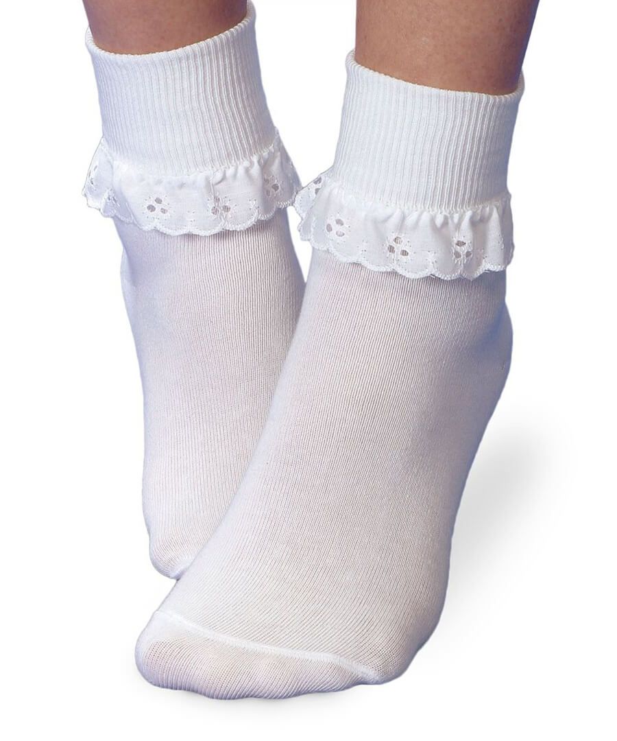 Jefferies Short Cuffed Sock with Eyelet Ruffle