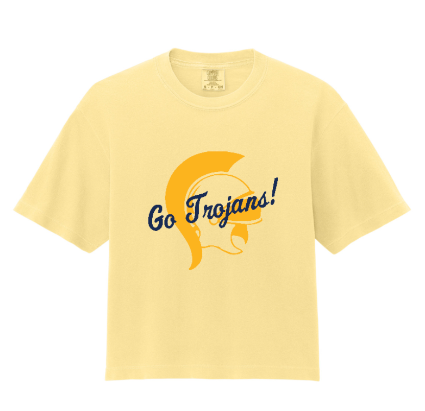 Boxy Fit Trojans Script Tee